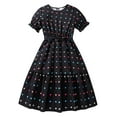thumbnail image 1 of Odeerbi 8-13 Years Kids Girls Valentines Day Dress with Belt Set Summer Short Sleeve Cotton Dress Love Print Casual Comfortable Dress Two-piece Set Kids Girls Clothes, 1 of 8