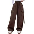 thumbnail image 1 of Odeerbi 8-14 Years Teen Girls Cargo Pants Athletic Sports Wide Leg Pants Casual Straight Leg Work Pants with Pockets, 1 of 4