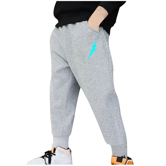 Odeerbi 8-15 Years Kids Boys Cotton Sweatpants Workout Athletic Sports Jogger Pants Cute Printed Casual Joggers