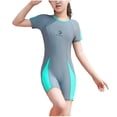 thumbnail image 1 of Odeerbi 8-16 Years Kids Teen Girls Color Block One-Piece Training Swimsuit Quick Dry Beach Surfing Swimwear Summer Short Sleeve Bathing Suit, 1 of 9