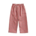 thumbnail image 1 of Odeerbi 9M-4Y Toddler Boys Girls Plaid Cotton Wide Leg Pants Summer Elastic Waist Checkered Pants, 1 of 4