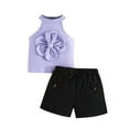 thumbnail image 1 of Odeerbi 9M-5Y Infant Girls Summer Outfits Cotton Halter Tops Shorts Two-piece Set Flower Sleeveless Solid Color Bow Loungewear Infant Girls Clothes, 1 of 9