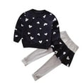thumbnail image 1 of Odeerbi 9M-6Y Toddler Girls Valentines Day Outfits Love Print Cotton Long Sleeve Sweatshirt Leggings with Skirt Tutu Pants Two-piece Set Casual Loungewear Toddler Girls Clothes, 1 of 3