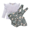 thumbnail image 1 of Odeerbi Autumn Winter Baby Girls Baby Girl 2025 Long Sleeved Blouse Flower Pattern Suspender Skirt Suit, 1 of 9