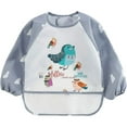 thumbnail image 1 of Odeerbi Baby Bib Boys Girls Drool Bib Waterproof 2025 Long Sleeved Striped Anti-wearing Cartoon Inverted Gown, 1 of 4