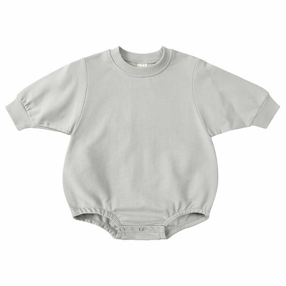 Odeerbi Baby Bodysuit Layette Onesie for Toddler Fall Spring Girls Boys Cute Romper 2025 Long Sleeve Button Sweatshirt Jumpsuits Gray