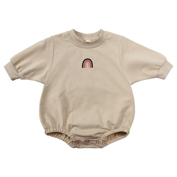 Odeerbi Baby Bodysuit Layette Onesie for Toddler Fall Spring Girls Boys Cute Romper 2025 Long Sleeve Button Sweatshirt Jumpsuits Beige