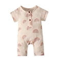 thumbnail image 1 of Odeerbi Baby Bodysuit Layette Onesie for Toddler Girls Boys Short Sleeve Letter Print Jumpsuit Romper Orange, 1 of 8