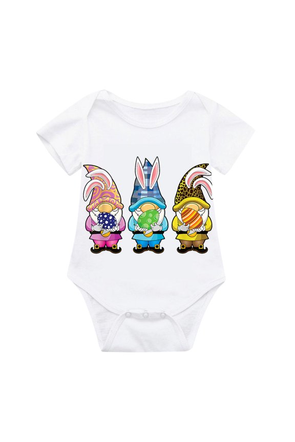 Baby Bodysuit Layette Onesie for Toddler Infant Newborn Girls Boys Easter Bunny Romper Casual Clothes White
