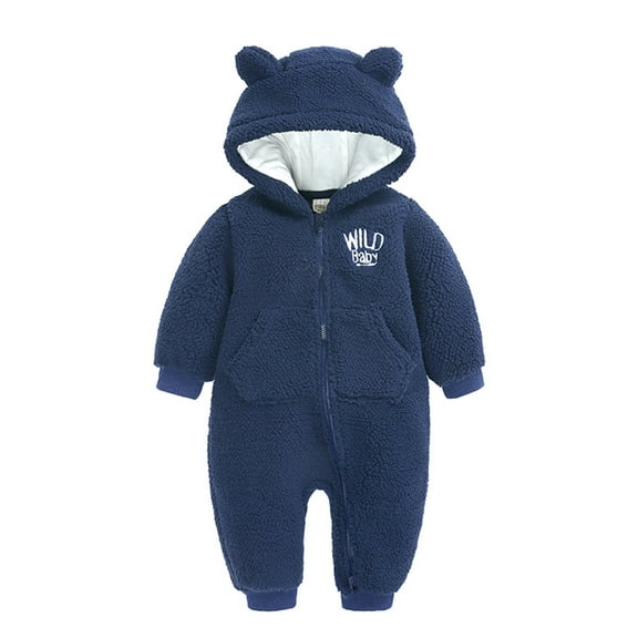 Odeerbi Baby Bodysuit Layette Onesie for Toddler Newborn Boys Girls Solid 3D Cartoon Ear Romper Jumpsuit Clothes Blue