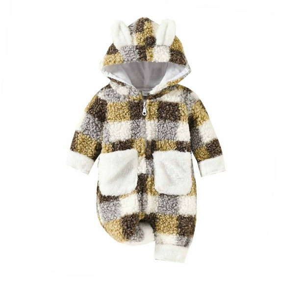 Odeerbi Baby Bodysuit Layette Onesies for Toddler Autumn Winter Infant Long Sleeve Print Plush Romper Jumpsuit White