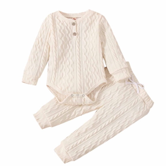 Odeerbi Baby Bodysuit Layette Set for Toddler Autumn Spring Girls Boys Solid Color 2025 Long Sleeved Jumpsuit Climbing Suit Fart Jacket Jacket Trousers Coffee