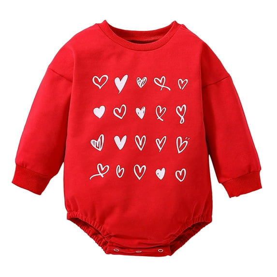 Odeerbi Baby Bodysuit Toddler Boys Girls Clothes Kids Romper Cotton Letter Print Tops Short Sleeve Jumpsuit Red