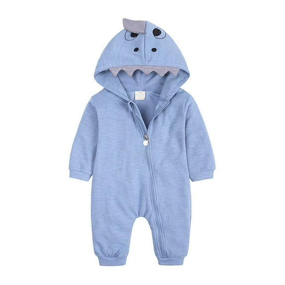 Odeerbi Baby Bodysuit Toddler Boys Girls Clothes Newborn Spring Autumn Clothes Comfortable Solid Color Round-neck Rompers Blue