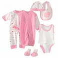 thumbnail image 1 of Odeerbi Baby Boy Girl Clothes 8PCS Layette Set Newborn Tops+Hat+Pants+Bib+Sock Shose+Romper, 1 of 4