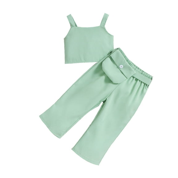 Odeerbi Baby Boy Girl Clothes Toddler Outfit 2025 Fashion Cute Solid Color Vest Top Trousers Pants Pack Suit Green