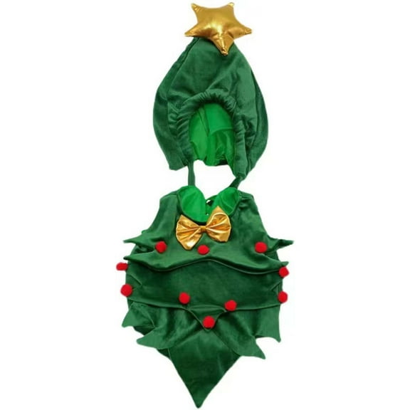 Odeerbi Baby Boy Girl Clothes Toddler Outfit Kids Christmas Jumpsuit Hat Christmas Tree Shape Cute Set Green