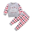 thumbnail image 1 of Odeerbi Baby Boy Girl Clothes Toddler Outfit Newborn Christmas Print Patchwork Plaid Tops Plaid Pants Set Gray, 1 of 9