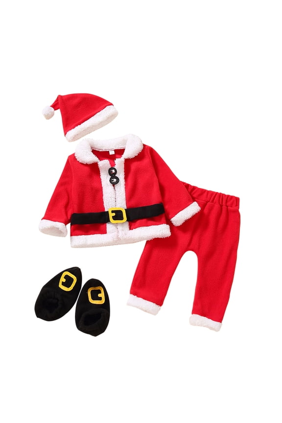 Baby Boy Girl Clothes Toddler Outfit Newborn Infant Christmas Winter Christmas Romper With Christmas Hat Cute Christmas Three-piece Set Red