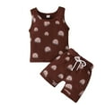 thumbnail image 1 of Odeerbi Baby Boy Girl Clothes Toddler Outfit Sleeveless Rainbow Cactus Print Tank Top Shorts Children Two-piece Set Brown, 1 of 7