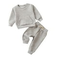 thumbnail image 1 of Odeerbi Baby Boys Girls 2 Piece Outfits Cotton Sweatshirt Sweatpants Set Sweatsuits Cute Tracksuit Spring Fall Clothes Solid Color Long Sleeve Pullover Set 3 Months-3 Years Gray, 1 of 7