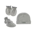 thumbnail image 1 of Odeerbi Baby Boys Girls Beanie Infant Toddler Beanie Hats Set Hat Solid Color Anti-Grabbing Cotton Gloves Hat Foot Cover Three-piece, 1 of 2
