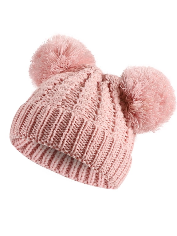 Baby Boys Girls Beanie Infant Toddler Knitted Hats New Kids Winter Gradient Hat Warm Thick Ski Cap With Ball Of Yarn