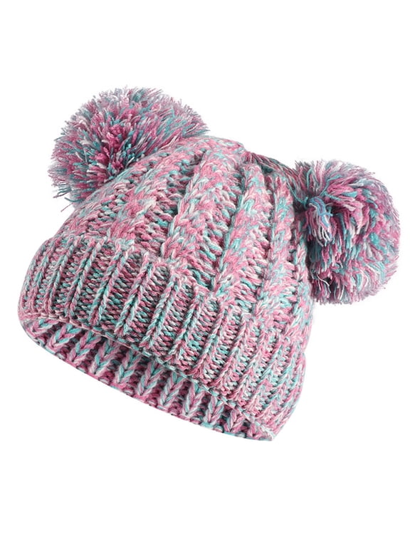 Baby Boys Girls Beanie Infant Toddler Knitted Hats New Kids Winter Gradient Hat Warm Thick Ski Cap With Ball Of Yarn