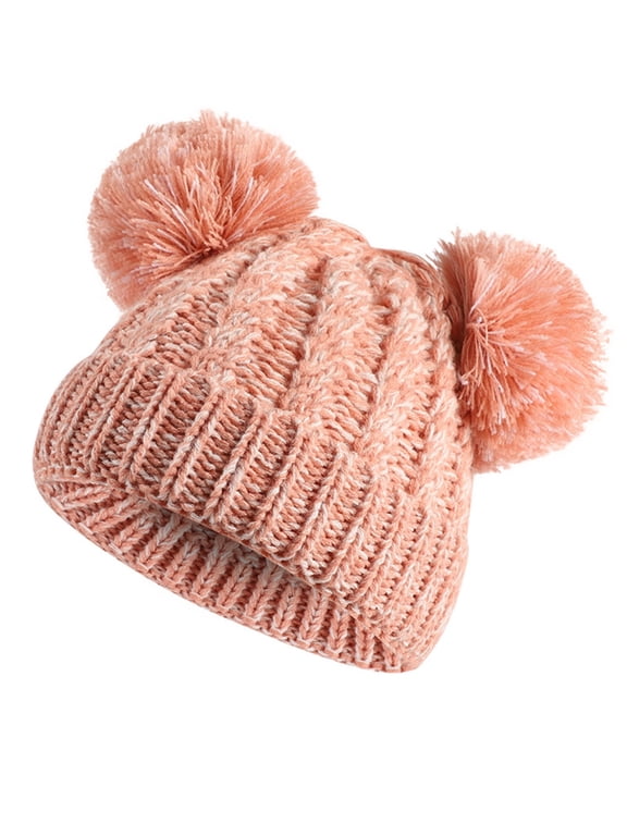 Baby Boys Girls Beanie Infant Toddler Knitted Hats New Kids Winter Gradient Hat Warm Thick Ski Cap With Ball Of Yarn