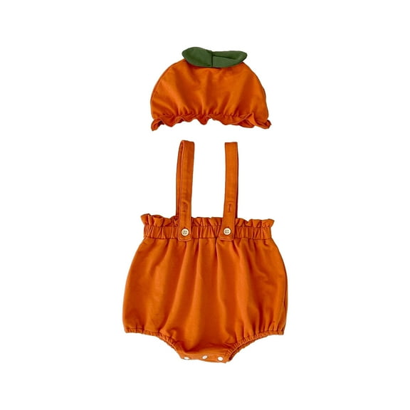 Odeerbi Baby Boys Girls Clothes Thanksgiving Jumpsuit Baby Pumpkin Romper Hooded Cotton Rompers Infant Snowsuit Winter Festival Play Warm Pumpkin Shape Outfits Orange 2-4 Months