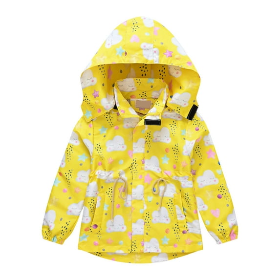 Odeerbi Baby Boys Girls Coats Outerwear Jackets Toddler Kids 2025 Fashion Cute Cartoon Clouds Pattern Windproof Jacket Detachable Hooded Coat