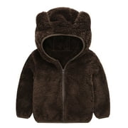 ODEERBI Baby Boys Girls Coats Outerwear Jackets Toddler Solid Color Plush Cute Bear Ears Winter Hoodie Thick Coat Jacket