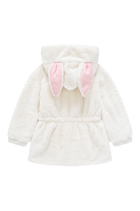 Baby Boys Girls Coats Outerwear Jackets Toddler Solid Color Plush Cute Rabbit Ears Winter Hoodie Thick Coat