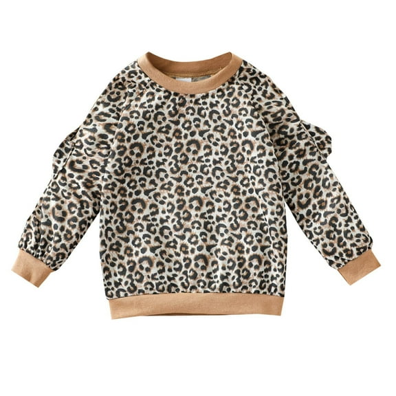 Odeerbi Baby Boys Girls Coats Sweatshirt Children Clothes Leopard 2025 Long Sleeve Round Neck Bow Sweater Tops