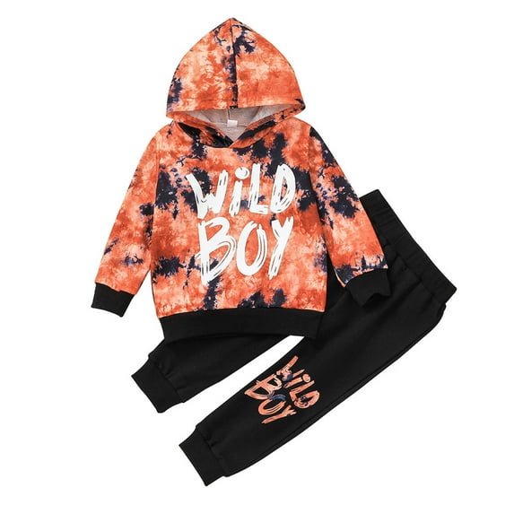 Odeerbi Baby Boys Girls Coats Sweatshirt Children's Autumn Pullover Two-piece Children's Hooded Sweater + Trousers Suit