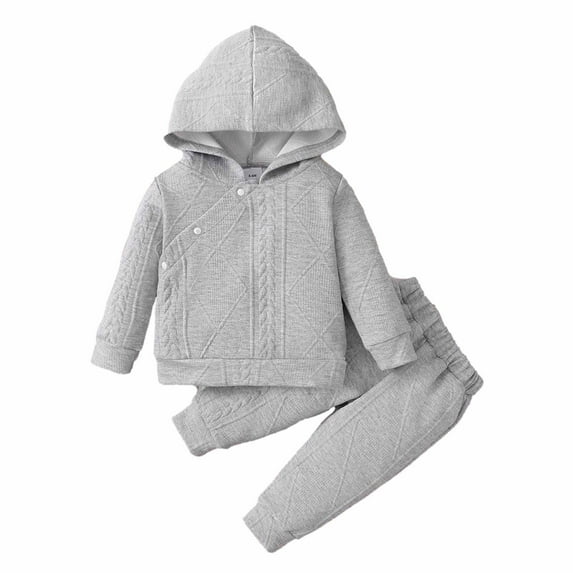 Odeerbi Baby Boys Girls Coats Sweatshirt Infant Toddler Sweater Set Solid Color Hooded Top 2024 Long Sleeve Top Trousers Two Piece Set