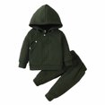 thumbnail image 1 of Odeerbi Baby Boys Girls Coats Sweatshirt Infant Toddler Sweater Set Solid Color Hooded Top Long Sleeve Top Trousers Two Piece Set, 1 of 7