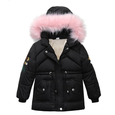 Girls Apricot Abstract Printed Hooded Zipper Jacket