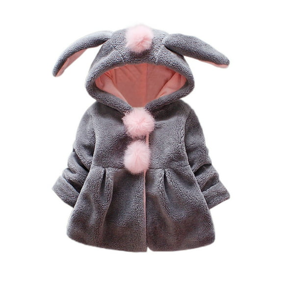 Odeerbi Baby Boys Girls Coats Winter Outerwear Jackets Children Kids Rabbit Ears Hooded Keep Warm Coat Jacket Clothes