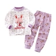 thumbnail image 1 of Odeerbi Baby Boys Girls Cotton Pajama Sets Cute Cartoon Print Pajamas Long Johns Fall Winter Thermal Underwear Set Long Sleeve Tops Printed Long Pants Sets Baby Clothes Purple, 1 of 3
