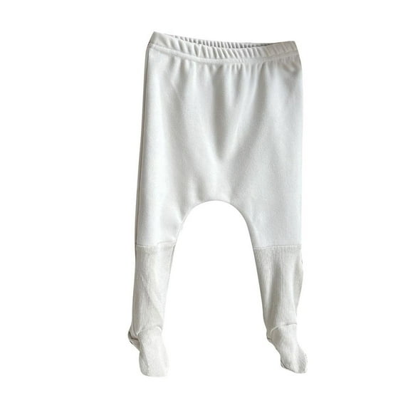 Odeerbi Baby Boys Girls Cotton Pantyhose Patchwork Tights Color Block Footie Leggings Stretchy Tights Pants Fashion Kids Casual Long Pants Baby Clothes White