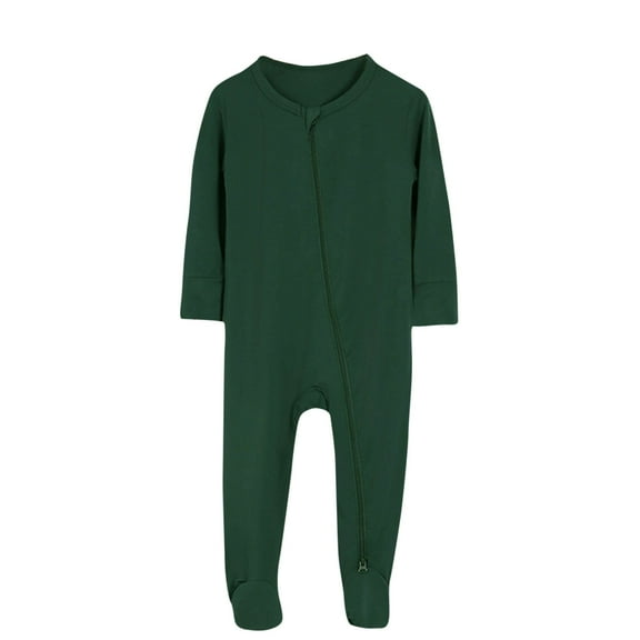 Odeerbi Baby Boys Girls Fall Winter Long Sleeve Romper Jumpsuit Cotton Baby Clothes Solid Color Baby Crawling Suit Long Jumpsuit Newborn Pajamas Green
