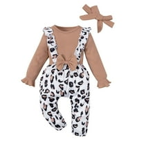 Odeerbi Baby Boys Girls Fall Winter Ribbed Cotton Jumpsuit Leopard Print Romper Baby Newborn Cute Bodysuit Onesie Baby Clothes Khaki