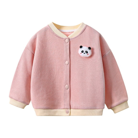 Odeerbi Baby Boys Girls Knit Cardigan Winter Thermal Jacket Fashion Solid Color Cute Plush Thickening Keep Warm Button Coat Pink