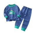 thumbnail image 1 of Odeerbi Baby Boys Girls Long Johns Dinosaur Thermal Underwear Set Cotton Base Layer Set Winter Cartoon Print Pajama Pants Set Long Sleeve Pajamas Sleeping Home Clothes Navy, 1 of 3