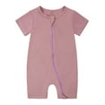 thumbnail image 1 of Odeerbi Baby Boys Girls Summer Short Sleeve Romper Jumpsuit Cotton Baby Clothes Child's Jumpsuit Baby Botton Round Neck Cute Solid Color Shorts Bodysuits Hot Pink, 1 of 3