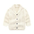 thumbnail image 1 of Odeerbi Baby Collar Cardigan Sweater Boys Girls Cable Knit Long Sleeve Button Front Warm Knitwear for Fall Winter, 1 of 3