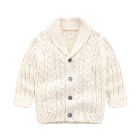 Odeerbi Baby Collar Cardigan Sweater Boys Girls Cable Knit Long Sleeve Button Front Warm Knitwear for Fall Winter