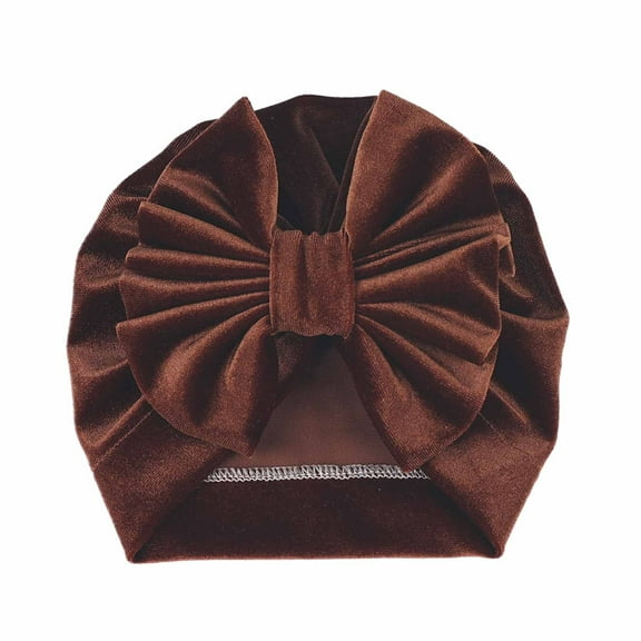 Odeerbi Baby Elastics Hair Bows Headband Autumn Winter Boys Girls Flowers Knitted Windproof Warmth Ear Protection Children Hat Brown