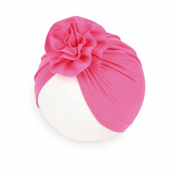 Odeerbi Baby Elastics Hair Bows Headband Autumn Winter Boys Girls Flowers Knitted Windproof Warmth Ear Protection Children Hat Hot Pink